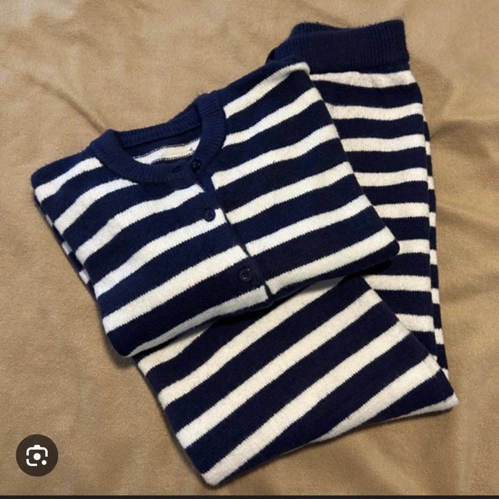 Daily Drills Navy and White Striped Set